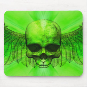 Limone Grün-Explosion Winged Schädel Mousepad