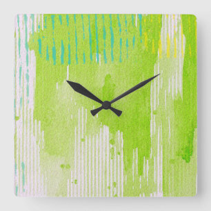 Limone grüne abstrakte Kunst Quadratische Wanduhr