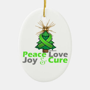 Limone grüne Band-WeihnachtsfriedensLiebe, -freude Keramikornament