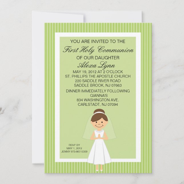 Limone grüne hübsche erste einladung (Vorderseite)