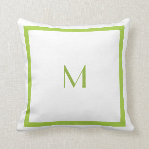 Limone grüne Quadrate mit Monogramm Kissen