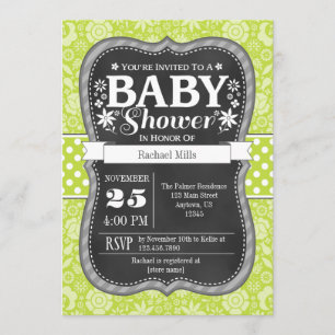 Limone grüne Tafel-laden Blumenbaby-Dusche ein Einladung
