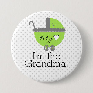 Limone grüne u. graue Polka Punkt-Baby Dusche Button