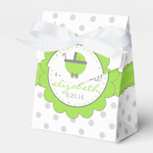 Limone grüne u. graue Polka Punkt-Baby Dusche Geschenkschachtel