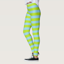Limone grüne und blaue Pastellstreifen Leggings