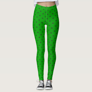 Limone grüne und schwarze Polka-Punkte Leggings