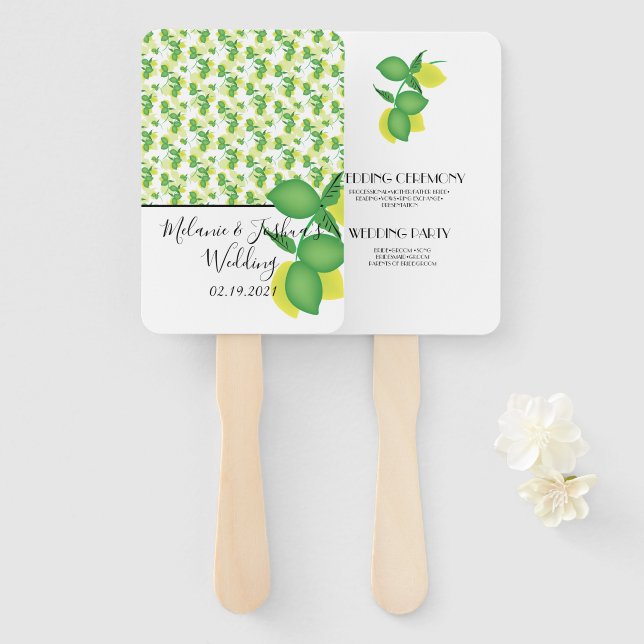 Limone Hochzeit von Gelb und Grün Fächer (Vorne und Hinten)