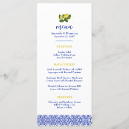 Limone I Italian Lemon & Blue Tile Wedding Menu Menükarte