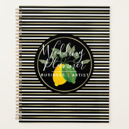 Limone Lemon-Wasserfarben-Logostreifen Hochzeit Planer