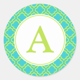 Limone Monogramm-Aufkleber Runder Aufkleber