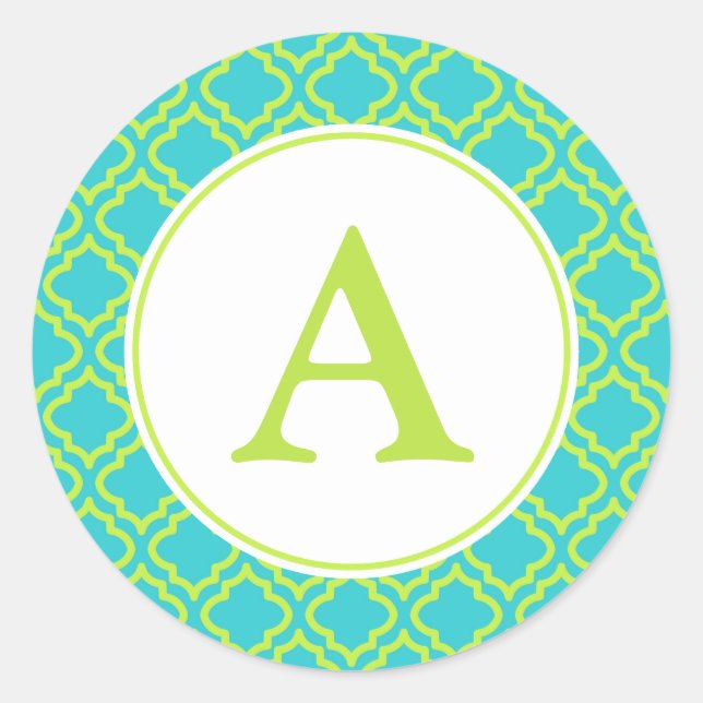Limone Monogramm-Aufkleber Runder Aufkleber (Vorderseite)