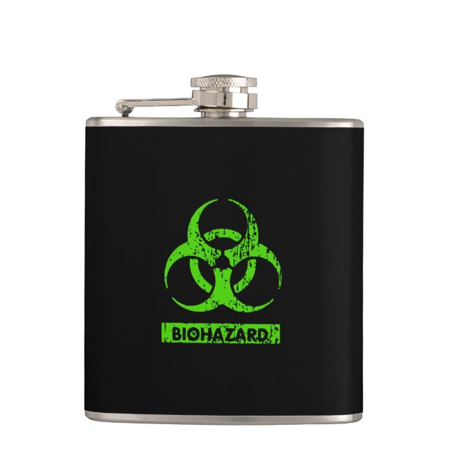 Limone Neon Green Bio-Hazard-Chemikalien Graphic Flachmann (Vorderseite)
