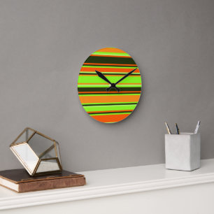 Limone, orangefarbene und mit Mandarine geschliffe Runde Wanduhr