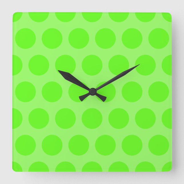 Limone Punkte hell Quadratische Wanduhr (Vorderseite)