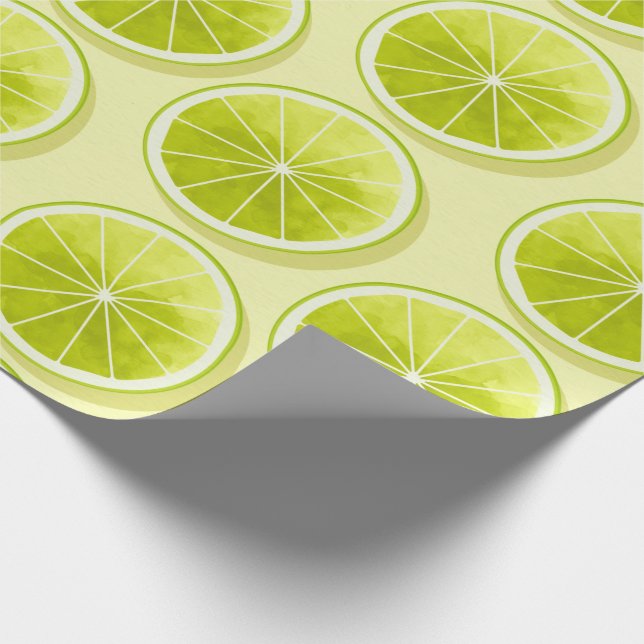 Limone Scheiben auf hellgelben Flächen Geschenkpapier (Ecke)