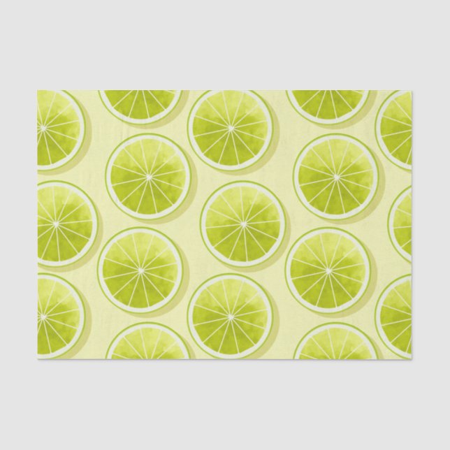 Limone Scheiben auf hellgelben Flächen Seidenpapier (Vorderseite)