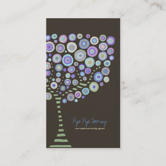 Limone Schokolade Lila Retro Tree Business Card Visitenkarte (Vorderseite)