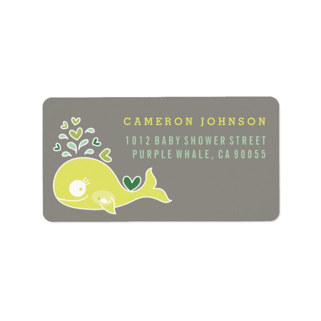 Limone schwangere Mama Whale Baby Dusche Adresseti Adressaufkleber (Vorne)