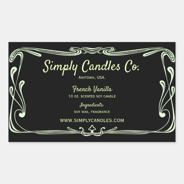 Limone, schwarze Grenzkerzenjar Rechteckiger Aufkleber (Vorderseite)