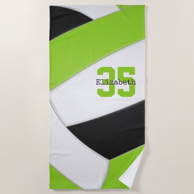 Limone Schwarzweißmädchen, Volleyball personalisie Strandtuch (Vorderseite)