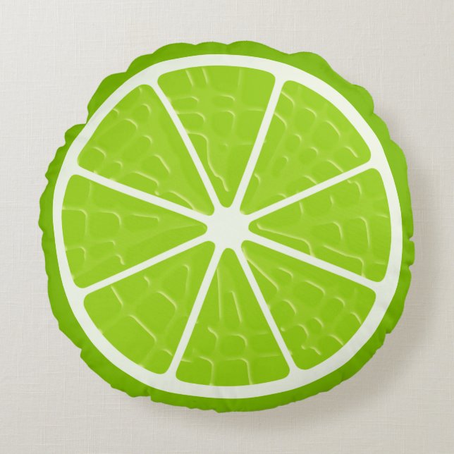 Limone Stilistische Fruchtscheibe Rundes Kissen (Vorderseite)
