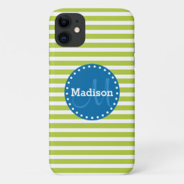 Limone Streifen Blaues Monogramm Case-Mate iPhone Hülle