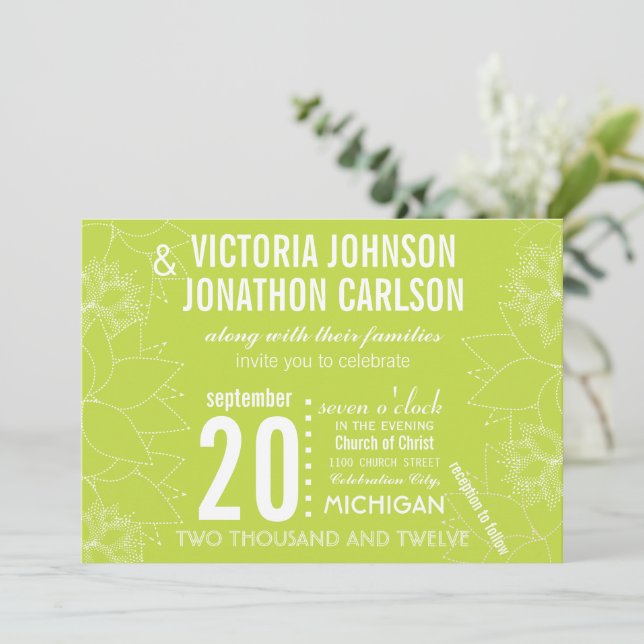 Limone Sukkulente ModerneTypografie Hochzeit Einladung (Stehend Vorderseite)