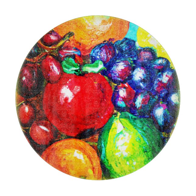 Limone Trauben, orange , Apfelobst. Jetzt kaufen Schneidebrett (Vorderseite)