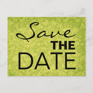 Limone und schwarze Grunge Damask Save the Date S5 Ankündigungspostkarte