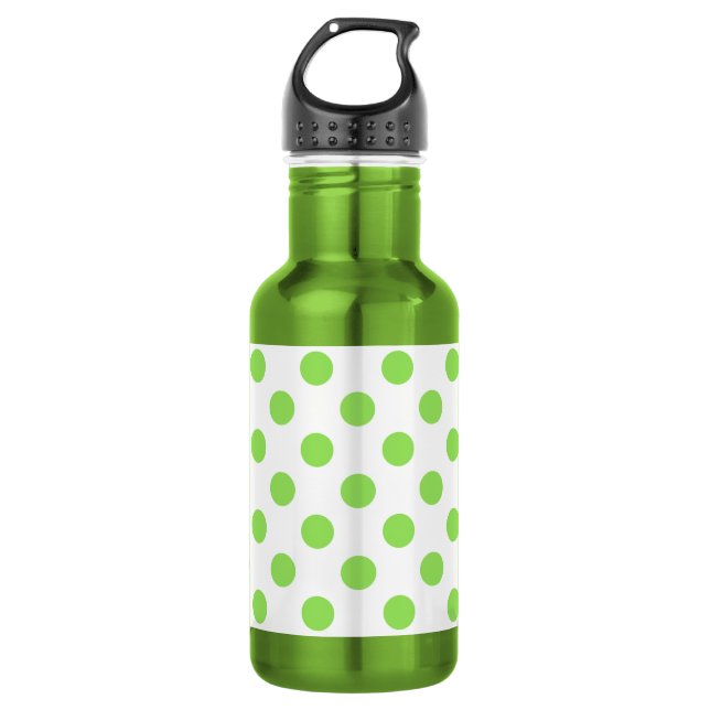 Limone und weiße Polka-Punkte Trinkflasche (Vorderseite)