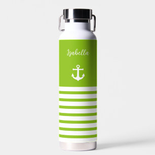 Limone und weiße Streifen Nautic Personalisiert Trinkflasche