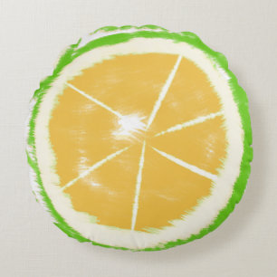 Limonen-Abstrakt-Citrus-Tie-Dye-Design Rundes Kissen