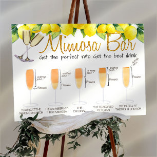 Limonen dekorierte Mimosa-Bar Braut-Brunch-Schilde Poster