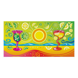 Limonen-Limetten-Strand-Cocktails Poster