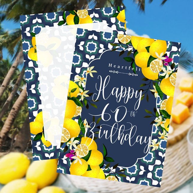 Limonen-Mittelmeer-60. Geburtstag (Lemon Mediterranean 60th Birthday Greeting Card.
Suitable for your friends , mother or grandmother.)