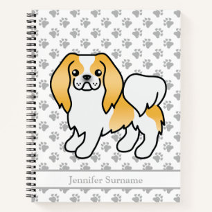 Limonen- und weißer japanischer Chin-Cartoon-Hund Notizbuch