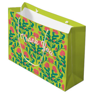 Limonengrüne Blumen-Zweig-Geschenktasche Große Geschenktüte