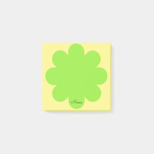 Limonengrüne Retro-Blumen-Name Post-it-Notizblock Post-it Klebezettel