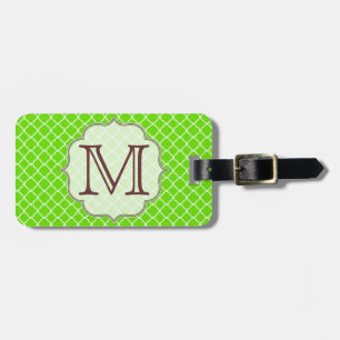 Limonengrüner Viertelblatt-Monogramm-Gepäckanhänge Gepäckanhänger