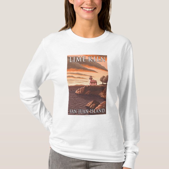 Limoner Brennofen-Leuchtturm-Vintages Reise-Plakat T-Shirt (Vorderseite)