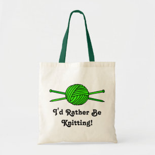 Limoner grüner Ball des Garns u. der strickenden Tragetasche