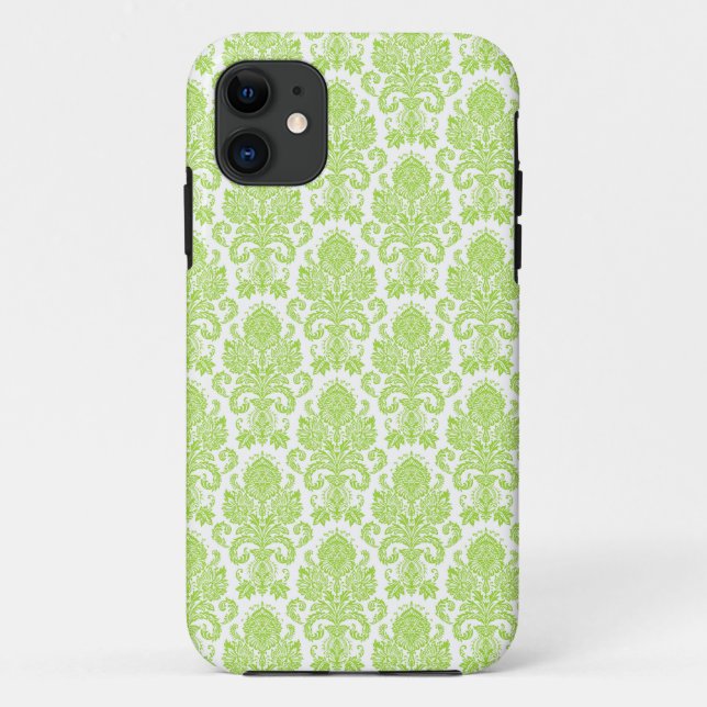 Limoner grüner Girly Damast Case-Mate iPhone Hülle (Rückseite)
