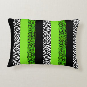 Limoner grüner Leopard-und Zebra-Tierdruck Dekokissen