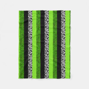 Limoner grüner Leopard-und Zebra-Tierdruck Fleecedecke