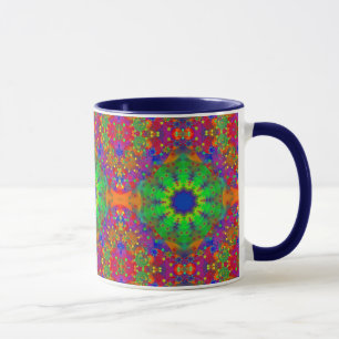 Limoner grüner orange und lila SterneMandala Tasse