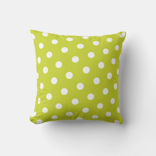 Limoner grüner Polka-Punkt Kissen (Vorderseite)