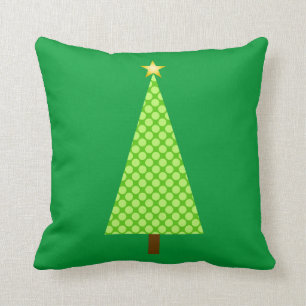 Limoner grüner Polkapunkt moderner Weihnachtsbaum Kissen