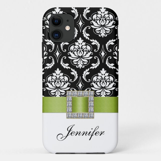 Limoner grüner schwarzer Damast iPhone 5 Kasten Case-Mate iPhone Hülle (Rückseite)