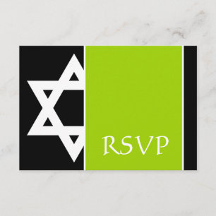Limoner grüner schwarzer Davidsstern Bar Mitzvah RSVP Karte