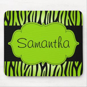 Limoner grüner und schwarzer Zebra personalisiert Mousepad
